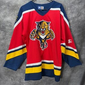 Vintage 90s Starter Florida Panthers NHL Hockey Jersey Mens M Red Stitched Blank